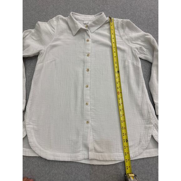 White J Jill Soft Gauze Cotton Button Up - size Petite Small - Picture 3 of 9